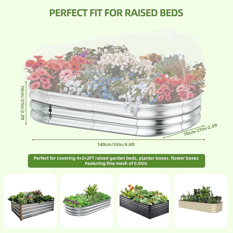 YTJ 1 Pack Garden Netting for Raised Beds, Raised Bed Bird Netting Pest Barrier Screen, UV -Resistant, Protect for Vegetables, Fruit & Flower Protection (Black Drawstring, 4×2×2FT) - Image 2